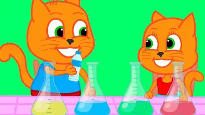 کارتون خانواده گربه با داستان - آزمایش علوم