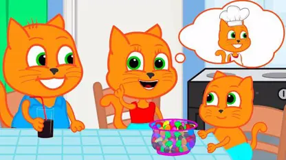 کارتون خانواده گربه با داستان - ایده تبدیل شدن به یک آشپز