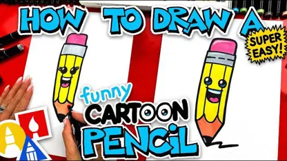 آموزش نقاشی به کودکان - مداد کارتونی خنده دار با رنگ آمیزی