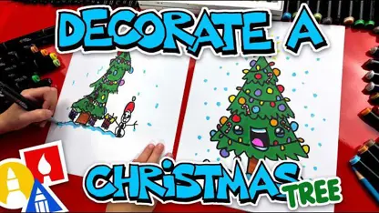 آموزش نقاشی به کودکان - تزئین درخت کریسمس با رنگ آمیزی