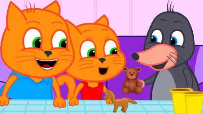 کارتون خانواده گربه با داستان - بازی با شکلک های خمیری