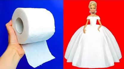 لباس عروس برای عروسک باربی با دستمال کاغذی