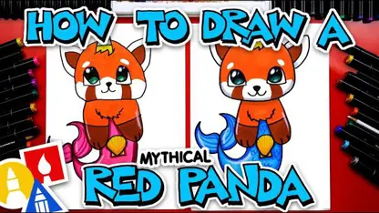 آموزش نقاشی به کودکان - پاندا قرمز افسانه ای با رنگ آمیزی