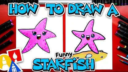 آموزش نقاشی به کودکان - ستاره دریایی بامزه با رنگ آمیزی