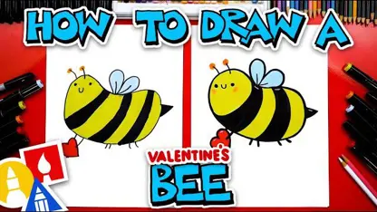 آموزش نقاشی به کودکان - یک زنبور ولنتاین با رنگ آمیزی