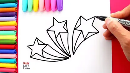نقاشی کودکان - ستاره های رنگی با رنگ آمیزی