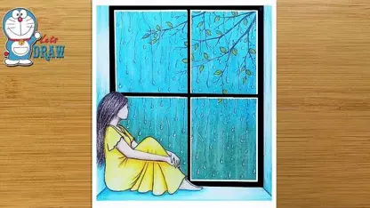 آموزش گام به گام طراحی برای مبتدیان " دختر کنار پنجره"