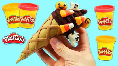 آموزش خمیر بازی کودکان - بستنی قیفی هالووین