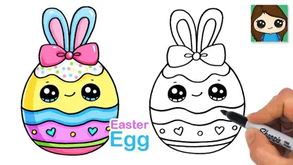 آموزش نقاشی به کودکان - تخم مرغ عید پاک 3 با رنگ آمیزی