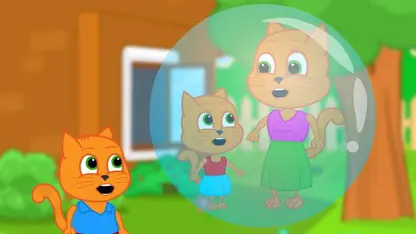 کارتون خانواده گربه با داستان - مادر در حباب صابون