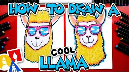 آموزش نقاشی به کودکان - عینک آفتابی یک لاما با رنگ امیزی