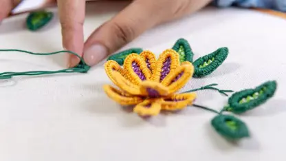آموزش گلدوزی با دست - گل سه بعدی جادویی در یک ویدیو